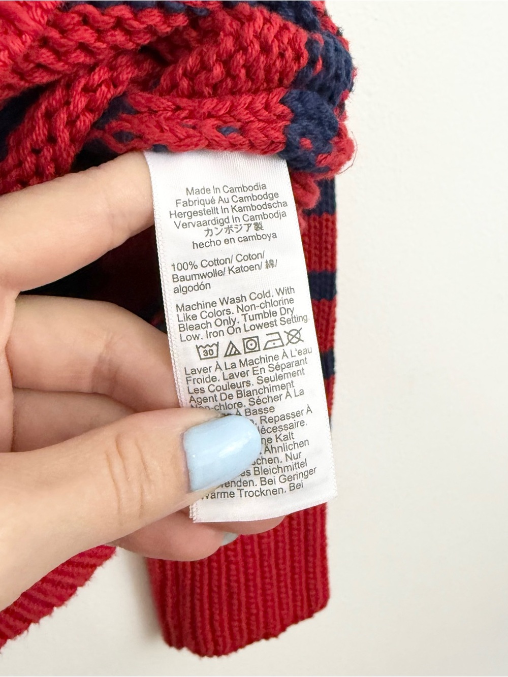 J.Crew Red Navy Stripe Rollneck Cotton Sweater Cropped Knit Size M - Picture 4 of 5
